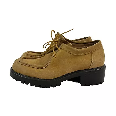 Vtg 90s Moc Toe Suede Leather Chunky Platform Clogs Boots Bronx Nine West Sz 9 • $58