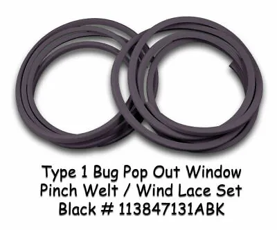 $28 • Buy Vw Type 1 Bug 1956-1977 Black Popout Quarter Window Pinch Welt Wind Lace Kit