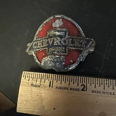 Antique Chevrolet Radiator Badge Emblem Brass Automobile Car Red Enamel 20s 30s • $9.99