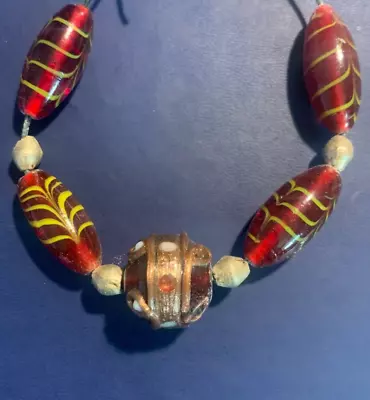 Vintage - Trade Beads - African And Italian Murano - Feather And Raised Glass • $5