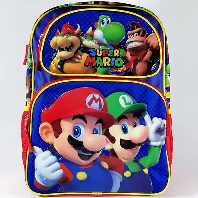 Nintendo Super Mario Bros 16  Large Backpack For Kids Mario Book Bag For Kids • $29.99