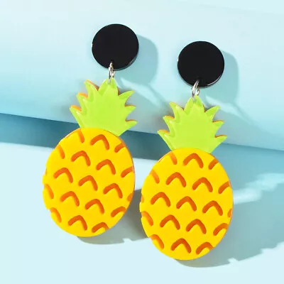 New Design Fruit Acrylic Pineapple Dangle Earrings Women Holiday Fun Jewellery • $1.99