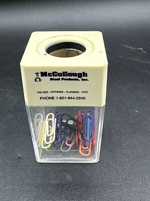 Vintage Magnetic Paperclip Holder With Advertisement “McCullough” ￼ • £14.59