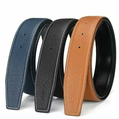 QHA Mens Leather Belts Genuine Replacement Belt Strap For H Buckle 32mm Wide Q03 • £14.95