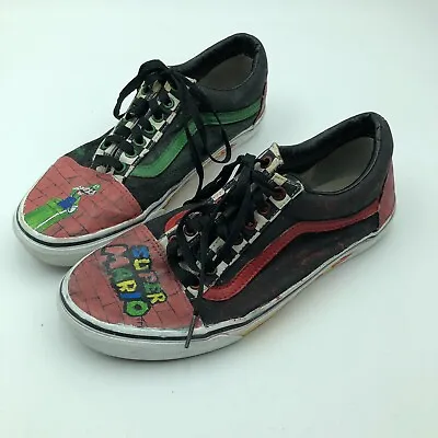 Vans Custom Hand Painted Super Mario Luigi Sneakers - One Of A Kind 8.5 • $26.77