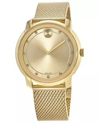 New Movado Bold 44mm Yellow Gold Plated Diamond Dial Markers Men's Watch 3600460 • $371