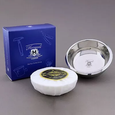 Natural Traditional Shaving Soap Creamy Moisturizing Soap + Stainless Steel Bowl • £14.99