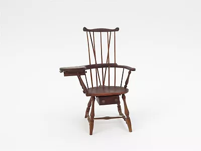Antique Pre-1775 Dollhouse Miniature Windsor Writing Chair Rhode Island 6.75  T • $284.99