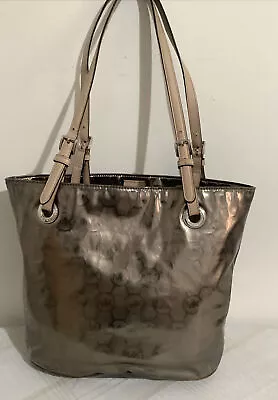 Michael Kors Jet Set Mirror Gold Grab Bag Monogram Tote Bag • $30