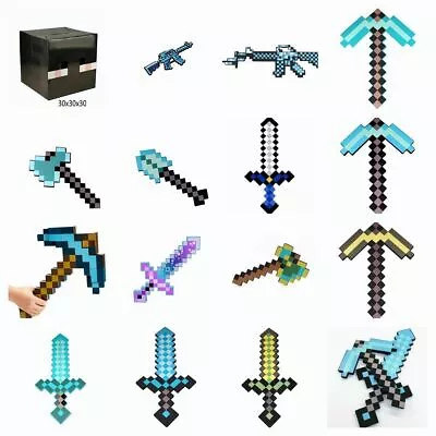 Minecraft EVA Weapon Game Toy Kids Gift Large Diamond Sword Pickaxe Set • £4.75