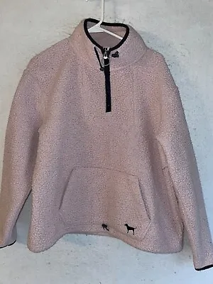 Victoria Secret PINK Half Zip Sherpa Fleece Jacket M Pocket Soft Warm Women's • $11.99