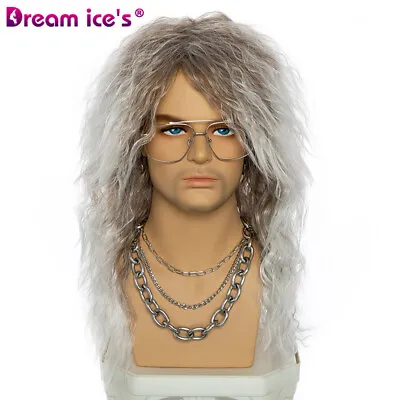 Men's Long Curly Synthetic Wavy Hair 80s Punk Rock Wigs Cosplay Wigs Party Wig • $21.99