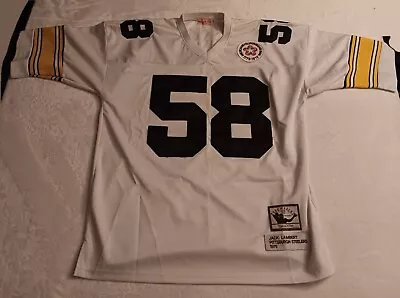 Vintage Pittsburgh Steelers Mitchell N Ness #58 Jack Lambert WHITE Jersey Sz 52 • $45