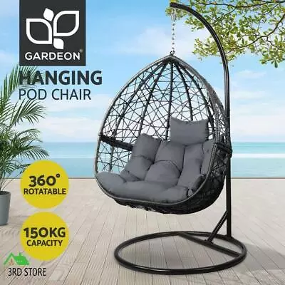 Gardeon Outdoor Furniture Swing Chair Lounge Egg Hammock Hanging Wicker Black • $294.50