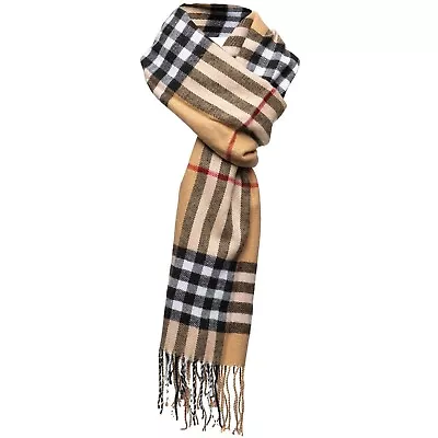 Mens Womens Vintage Soft Touch Plaid Tartan Check Scarf Shawl Stole Wrap • £6.99