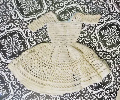 Gorgeous Vintage Crochet Barbie Clone Doll Clothes Dress White Gown • $29.99