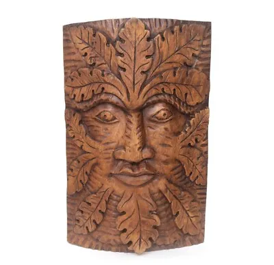 £99.99 • Buy The Green Man - Hand Carved Acacia Wood Wall Art Plaque Decoration RRP £119