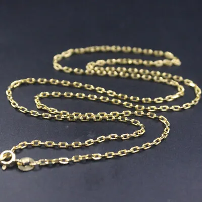 Real Pure 18K Yellow Gold Chain 2mmW Men Women Cable Link Necklace 22inchL • $770.91