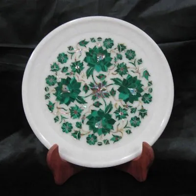 Marble Plate Inlay Malachite Floral Semi Precious Stones Inlay Home Decor • $244.42