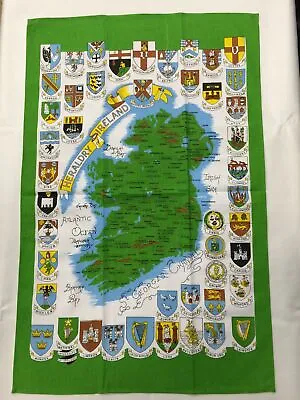 £6.99 • Buy Liffey Artefacts Irish Tea Towel - Map Of Ireland - Heraldy Of Ireland