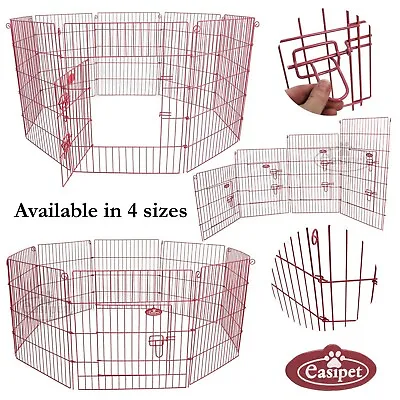 Pink Pet Dog Pen Puppy Rabbit Foldable Metal Playpen Enclosure Run Cage Easipet • £31.99