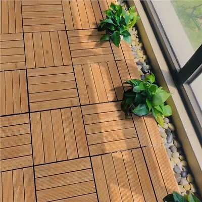 27PCS Interlocking Patio Deck Tiles 12 X 12in Wood Floor Tiles Outdoor Flooring • £58.99