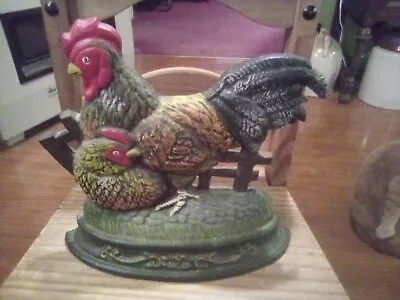 Large Vintage Cast Iron Rooster And Chicken • $40