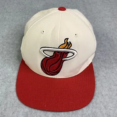 Miami Heat Hat Cap Snap Back Ivory Mitchell & Ness Embroidered Logo Mens • $24.89