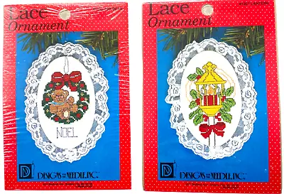 DFTN Lot Of 2 Vtg 1989 Cross Stitch Ornament Kits JOY BEAR & LANTERN Stitchery • $18