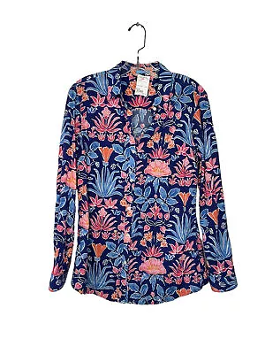 J McLaughlin Size Small Blue Floral Shirt- Ladies • $33.95