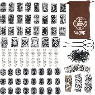 81Pcs Hair Tube Beads Norse Vikings Runes Hair Beard Beads For Bracelets Pendant • $22.16