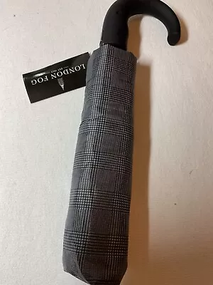 London Fog Umbrella Black Check Auto Open Super Mini  Nwt • $18.99