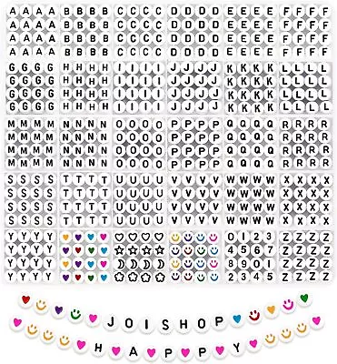 JOISHOP 1500pcs Letter Alphabet Beads For Bracelet Making Kit A-Z 7mm Acrylic  • £10.75