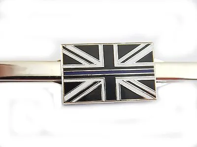 Thin Blue Line Tie Clip Police Force Subdued Union Jack Slide Bar • £7.50