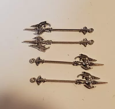 Set Of 4 New Dollhouse Miniature Silver Mythical Gothic Dragon Swords Scale 1/12 • $2.99