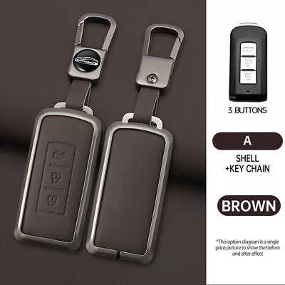 Key Bag Case Shell Keychain Fob For Mitsubishi L200 Colt Outlander Pajero Brown • $21.59