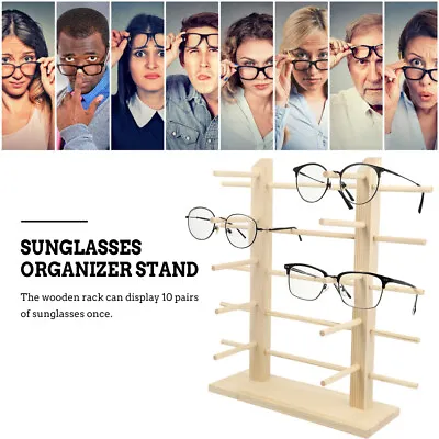 $16.89 • Buy Wood Sunglass Display Rack Shelf Eyeglasses Goggles Show Stand Holder Organizer