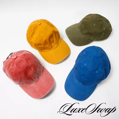 LOT X4 J. Crew Made In USA Garment Dyed Washed Leather Strap Dad Hat Cap OSF NR • $15.50