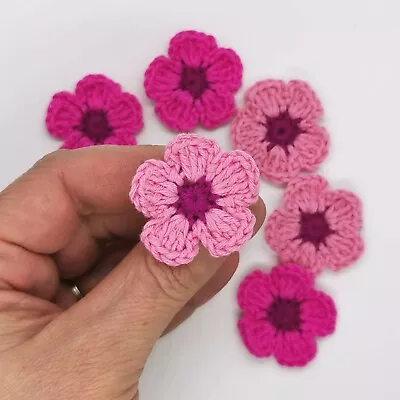 £5.50 • Buy Handmade Pink Cherry Flowers , Crocheted Sakura Flowers Applique, Sewing Crafts
