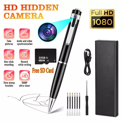 Hidden Cam Pocket Pen Camera 1080P HD 64GB Mini Video Recorder DVR Security USB • $29.99