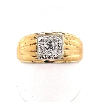 14kt Two-tone Men's Diamond Solitaire Ring Size 11 5.0 Grams • $699.99