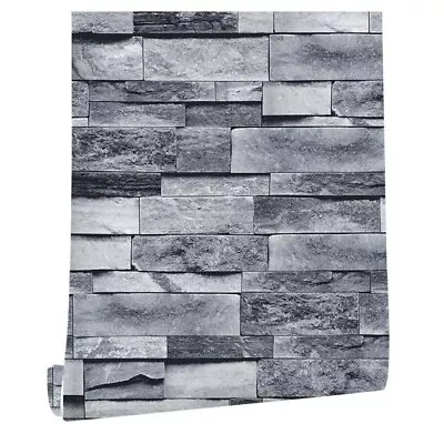 Bricks Wallpaper Peel And Stick Self Adhesive Contact Paper Home Decor Black H1 • $16.42