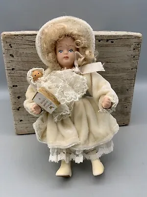 Vintage Kurt Adler Small Victorian Doll With Baby Doll And Book • $10.99