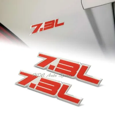 2 X Universal 7.3L Red Border Aluminum Adhesive Sticker Decal Emblem Badge • $6.99