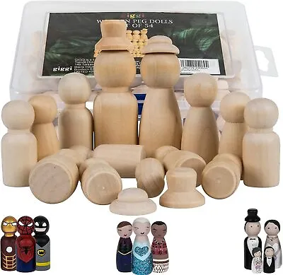 £9.54 • Buy Giggi Unfinished Wooden People Shaped Peg Dolls 54Pcs Angel DIY Craft/Kids/Decor