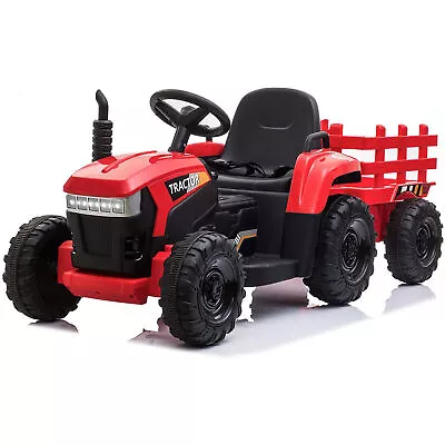 TOBBI 12V Kids Electric Battery-Powered Ride On Toy Tractor With Trailer Red • $177.39