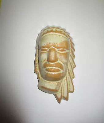 Frankoma Pottery Indian Chief Mask Or Head Wall Hanging Light Brown Tan 4  By 2  • $25