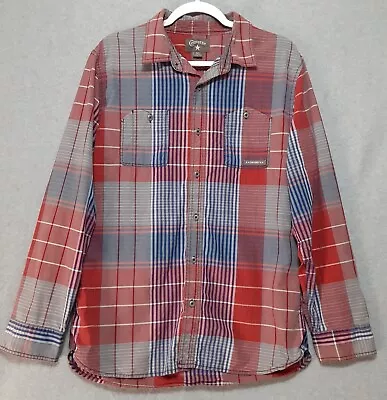 Converse One Star Shirt Mens Size XL Button Up Red Blue Plaid Long Sleeve Casual • $13.95
