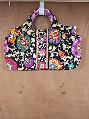 Vera Bradley Handbag Suzani Pattern Retired Black Vibrant Floral Quilted Boho • $22