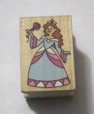 Princess Queen Royalty Fairytale Storybook Lady With Rose Rubber Stamp • $6.99